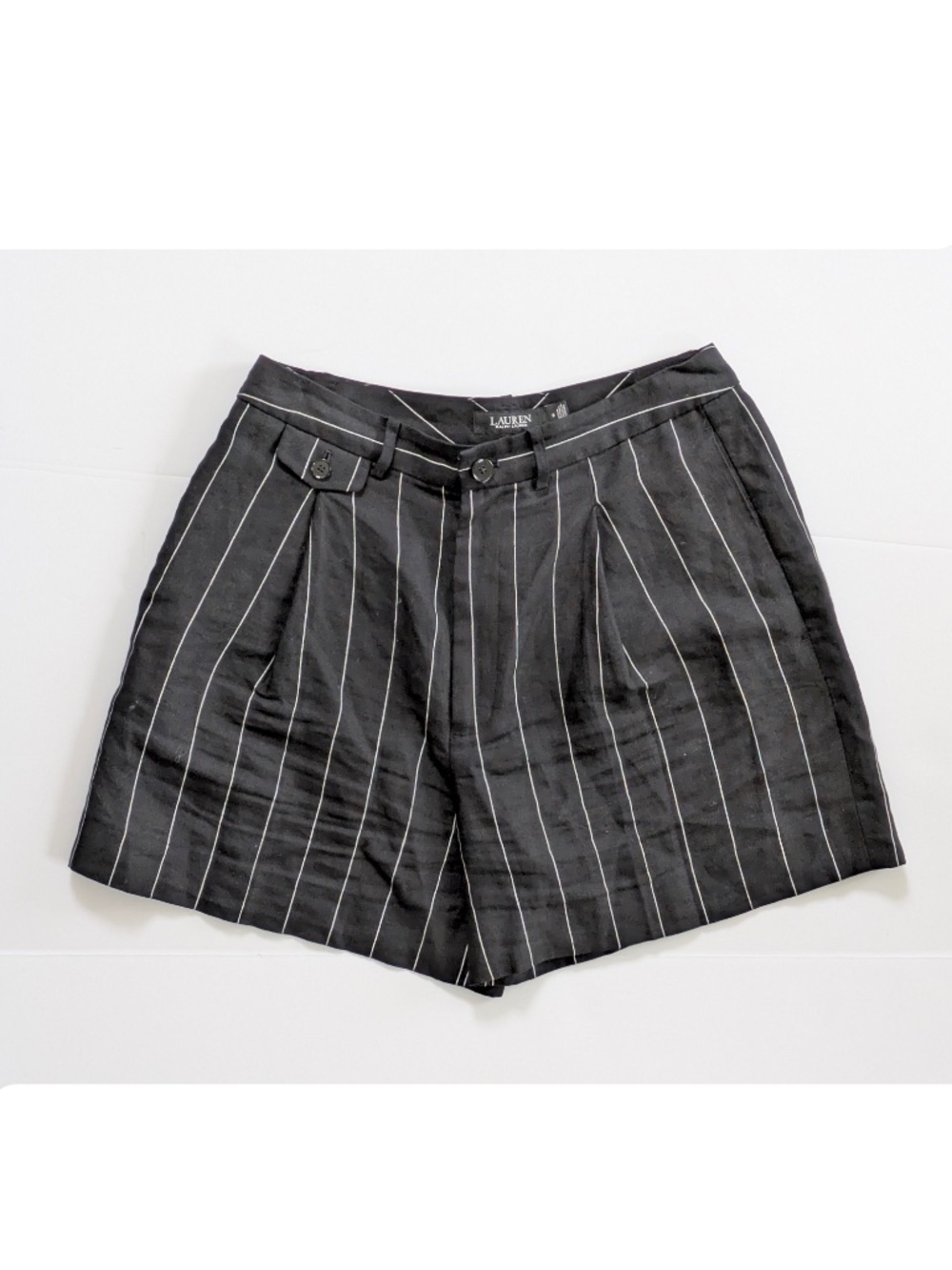 Lauren Women's Ralph Lauren Pinstripe Pleated Linen Shorts SIZE 6